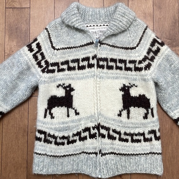 Cowichan Wool Cardigan Vintage Deer Handknit Last Of The Mohicans Small Medium - Picture 3 of 7